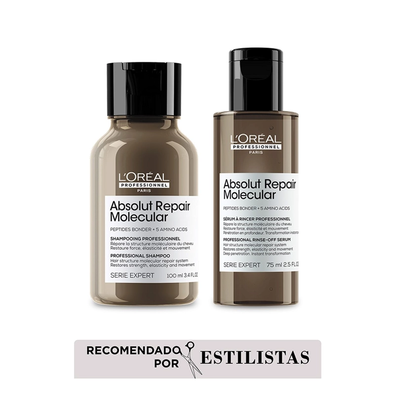 DUO KIT LOREAL PROFESSIONNEL ABSOLUT REPAIR MOLECULAR: SHAMPOO 100 ML + SERUM 75 ML - 2