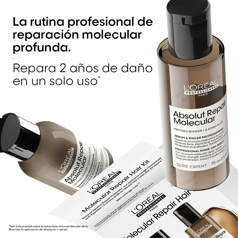DUO KIT LOREAL PROFESSIONNEL ABSOLUT REPAIR MOLECULAR: SHAMPOO 100 ML + SERUM 75 ML - 3