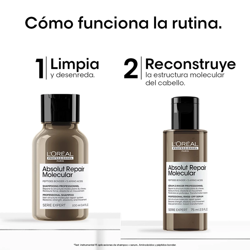 DUO KIT LOREAL PROFESSIONNEL ABSOLUT REPAIR MOLECULAR: SHAMPOO 100 ML + SERUM 75 ML - 5