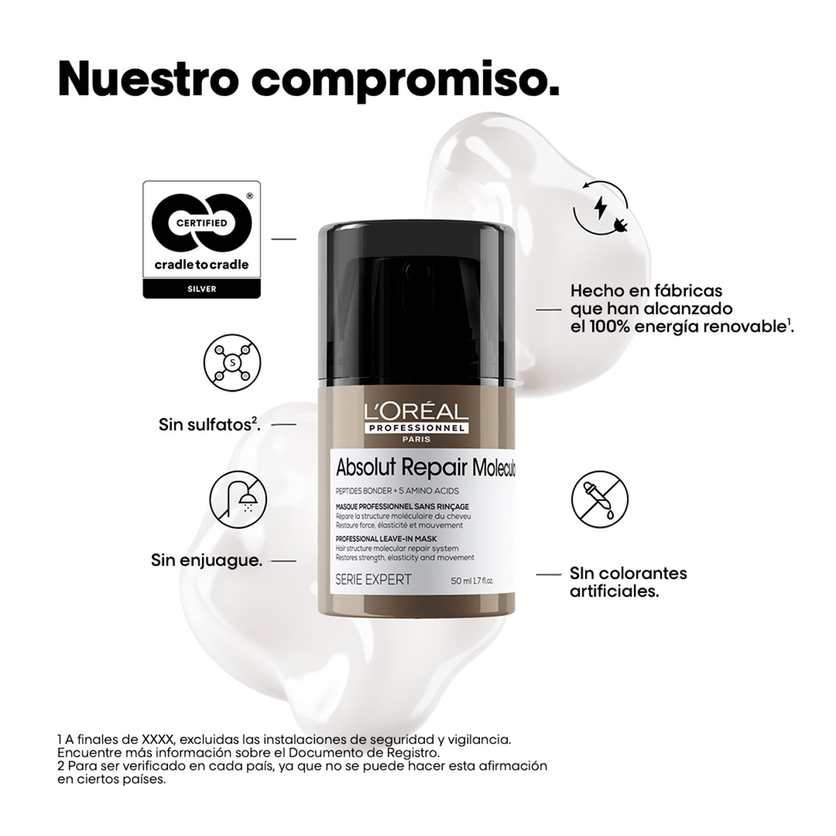 MASCARILLA SIN ENJUAGUE LOREAL PROFESSIONNEL ABSOLUT REPAIR MOLECULAR 50 ML - 8