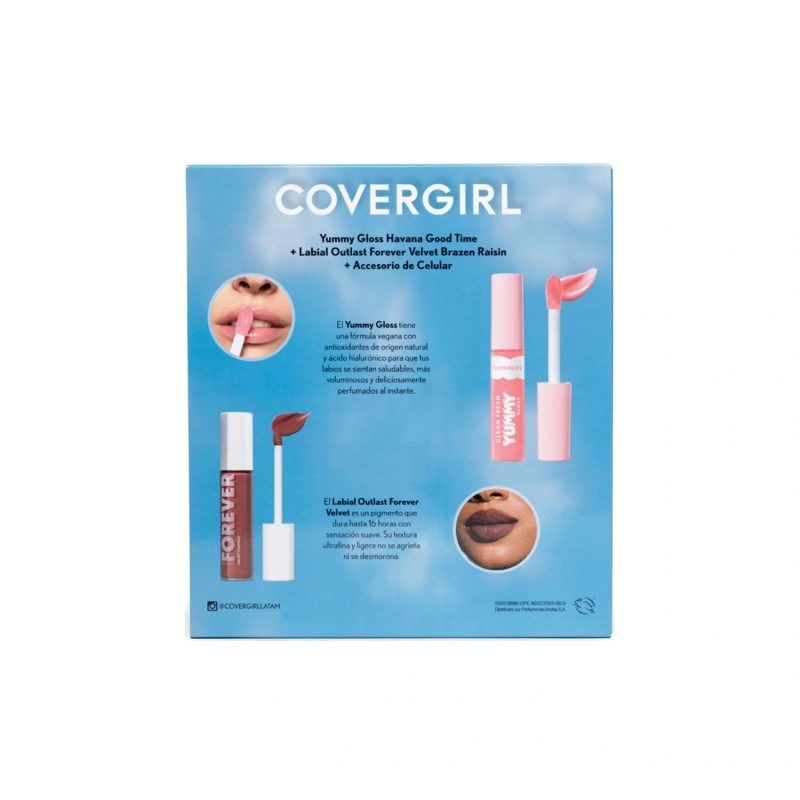 PACK COVERGIRL YUMMY GLOSS HAVANA GOOD TIME + LABIAL OUTLAST FOREVER VELVET BRAZEN RAISIN 500 - 3