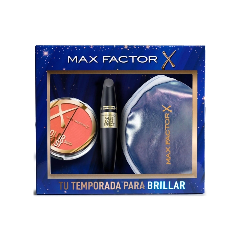 PACK MAX FACTOR MÁSCARA FALSE LASH EFFECT WP + RUBOR COLORFAST NATURAL BEAUTY + MINI NECESER - 1