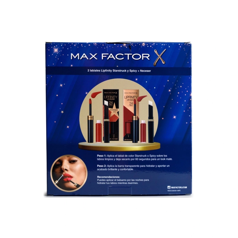 PACK MAX FACTOR LABIAL LIPFINITY STARSTRUCK + SPICY + MINI NECESER - 2