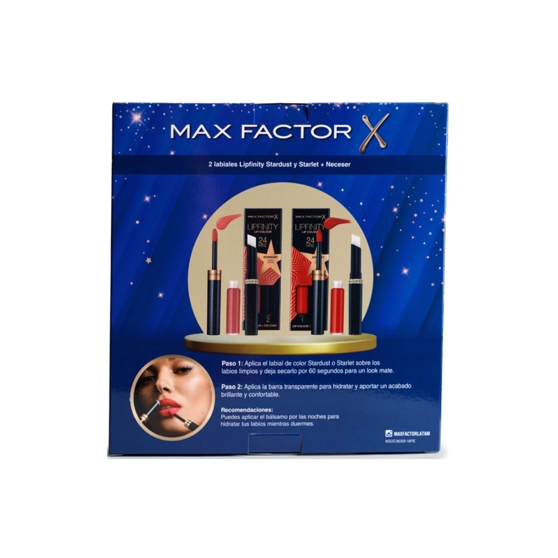 PACK MAX FACTOR LABIAL LIPFINITY STARDUST + STARLET + MINI NECESER - 2