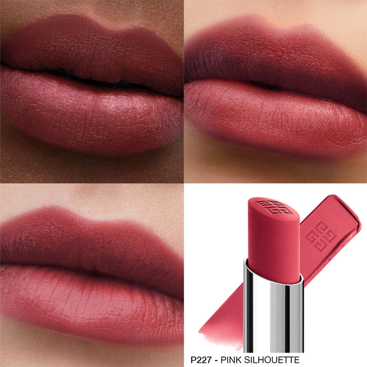 LABIAL GIVENCHY LE ROUGE VELVET MATTE 227  SILUETA ROSA - 2