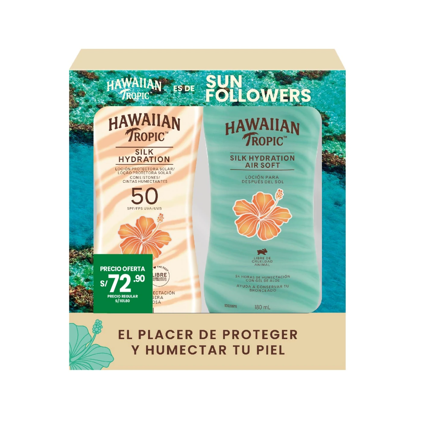 PACK HAWAIIAN TROPIC SILK HYDRATION SPF50 180 ML + SILK HYDRATION AIR SOFT GEL - 2
