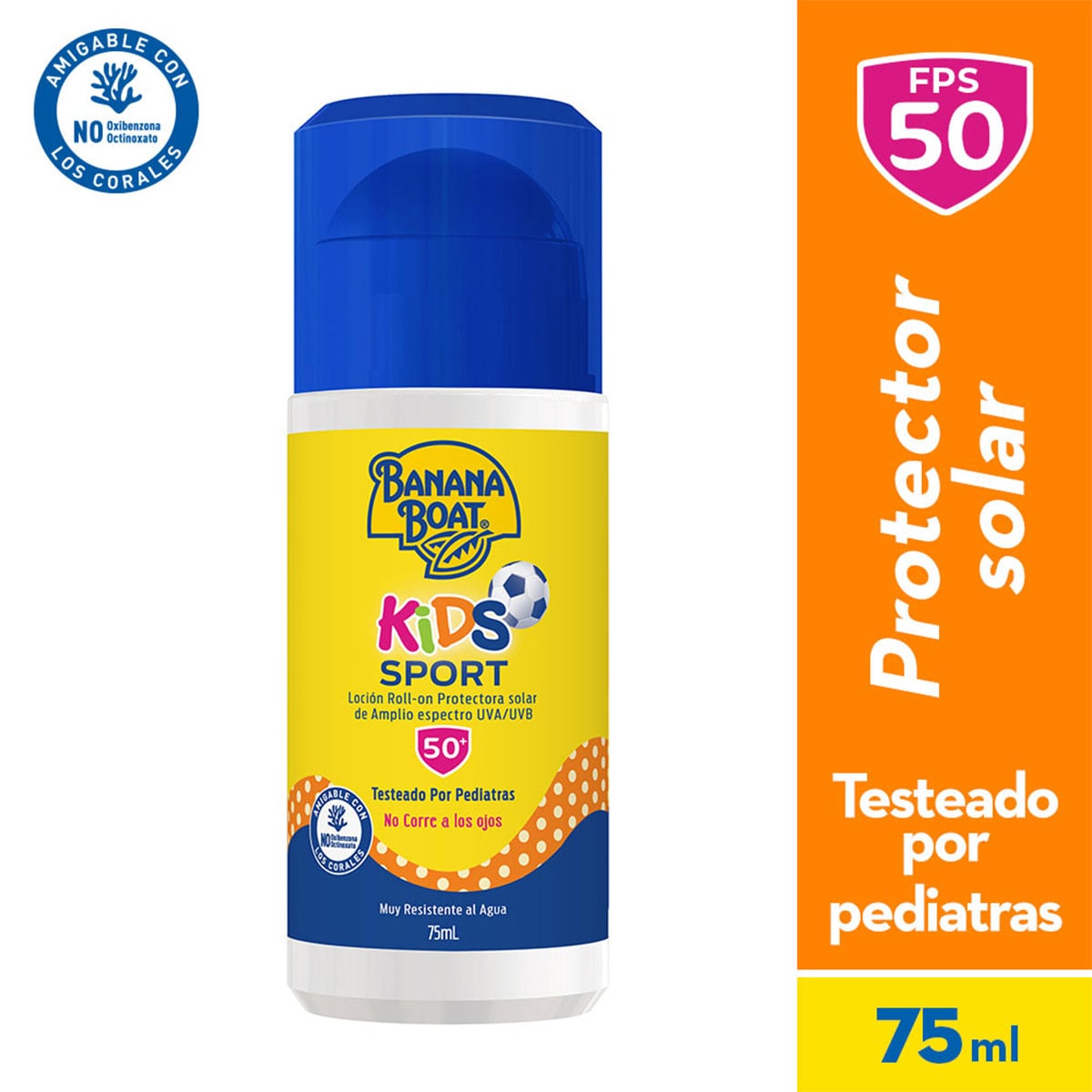 PACK PROTECTOR SOLAR BANANA BOAT KIDS SPORT LOCION SPF50 x 180 ML + KIDS SPORT ROLL ON SPF50 x 75 ML - 2