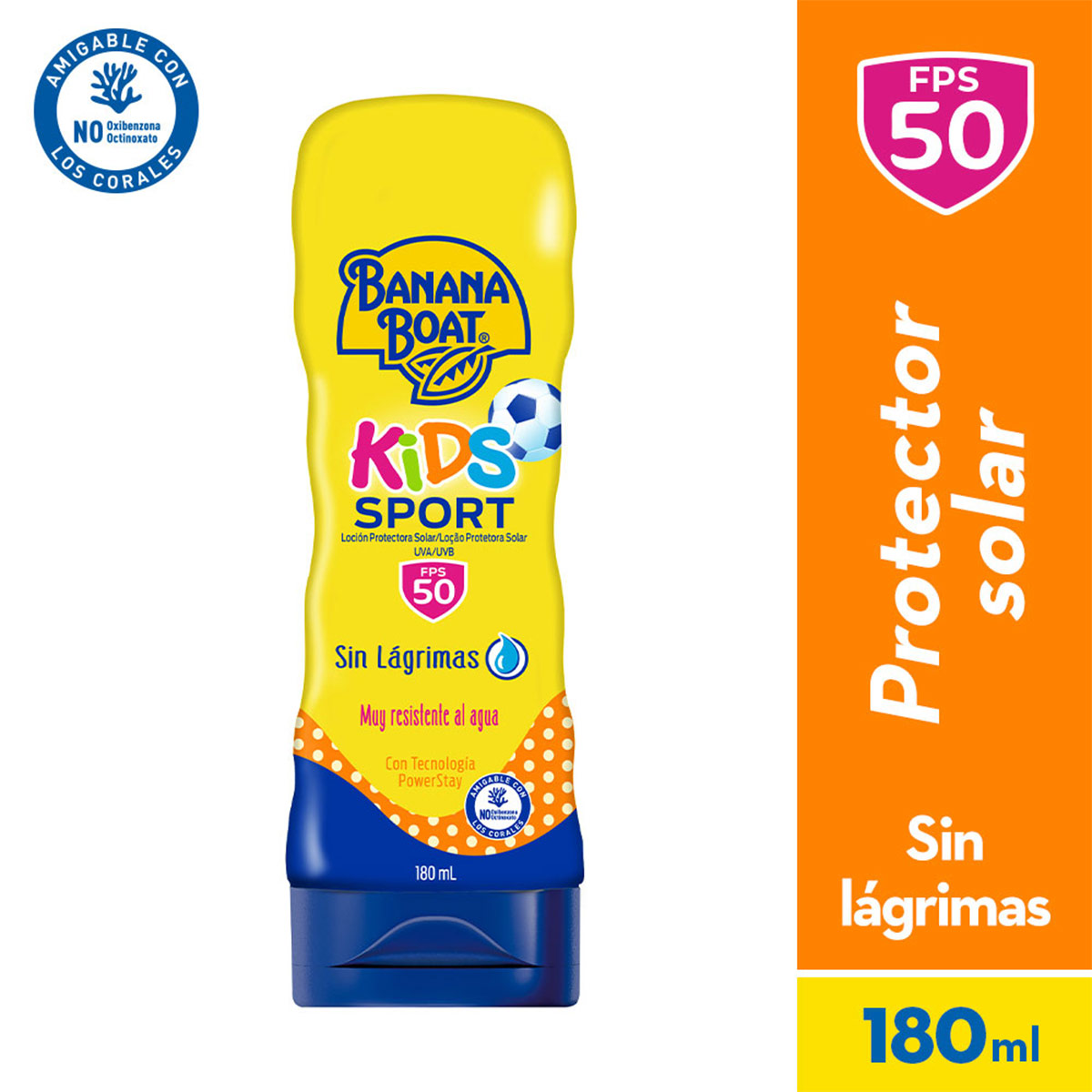 PACK PROTECTOR SOLAR BANANA BOAT KIDS SPORT LOCION SPF50 x 180 ML + KIDS SPORT ROLL ON SPF50 x 75 ML - 3