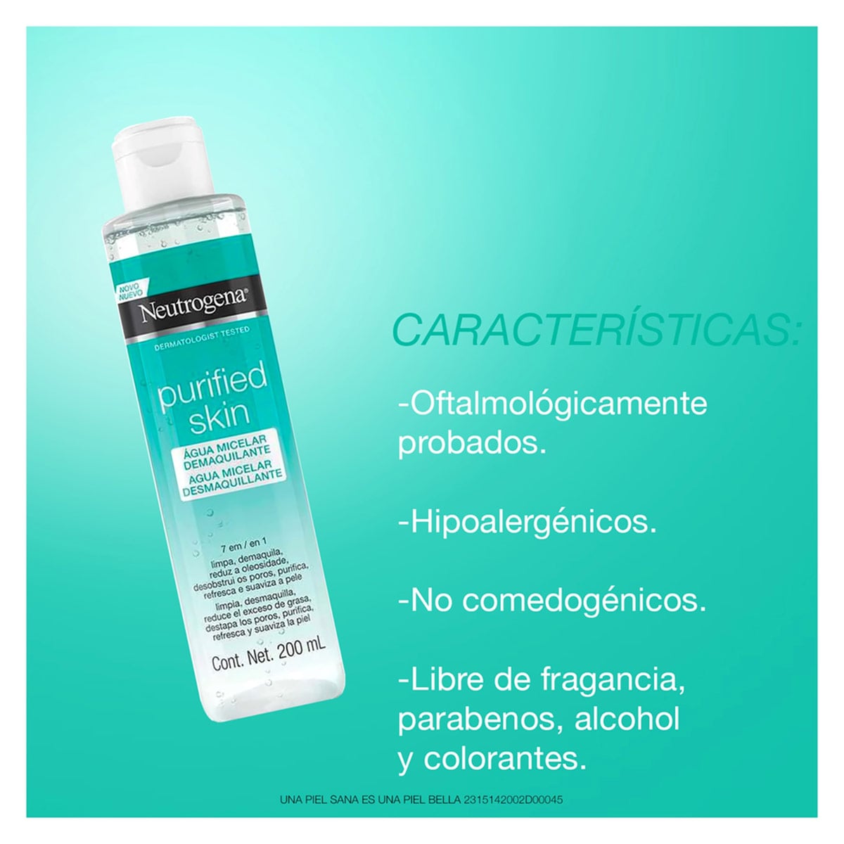 AGUA MICELAR NEUTROGENA PURIF SKIN MICELAR WATER 200 ML - 2