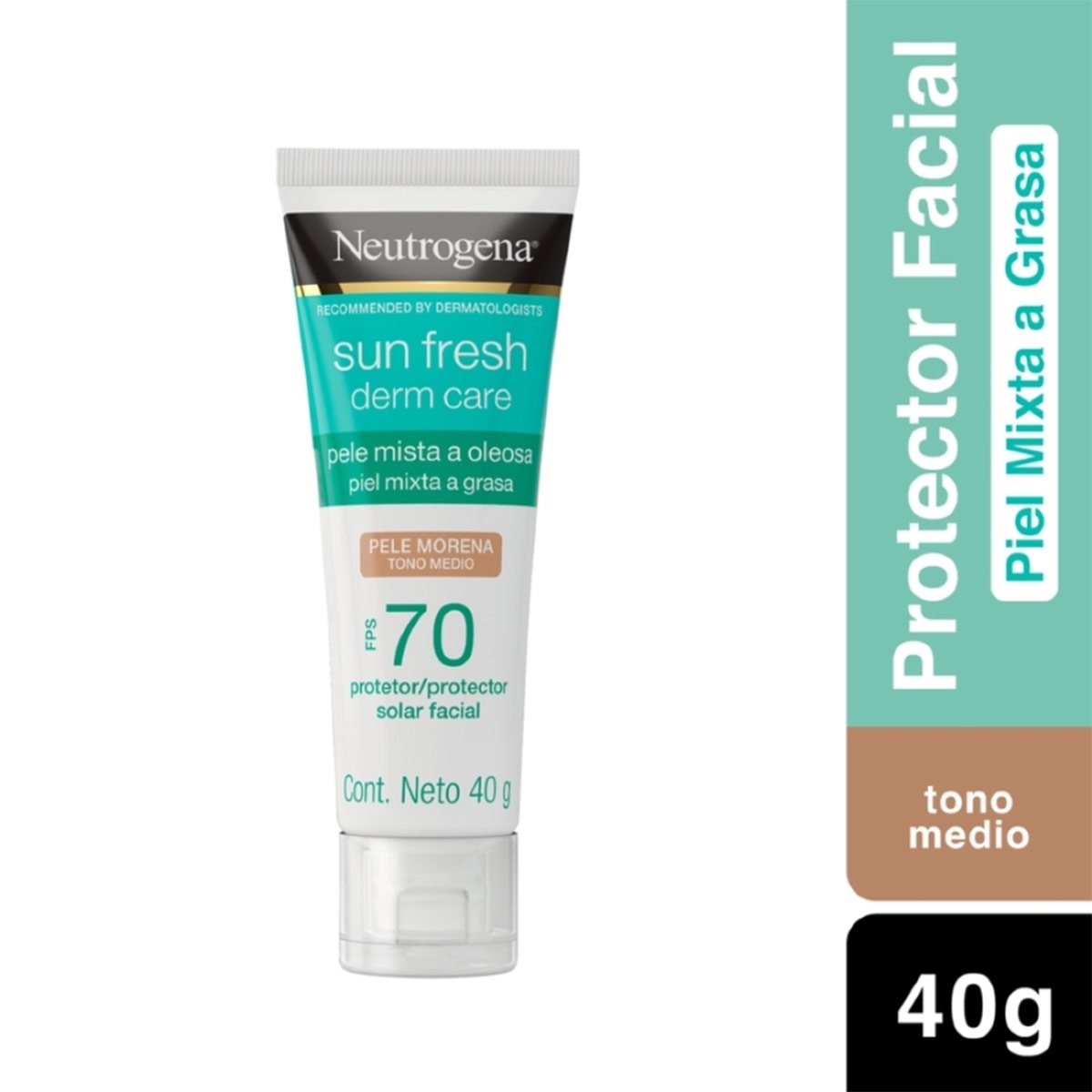 PROTECTOR SOLAR FACIAL NEUTROGENA MORENA SUN FRESH DERM CARE FPS70 40 GR - 1