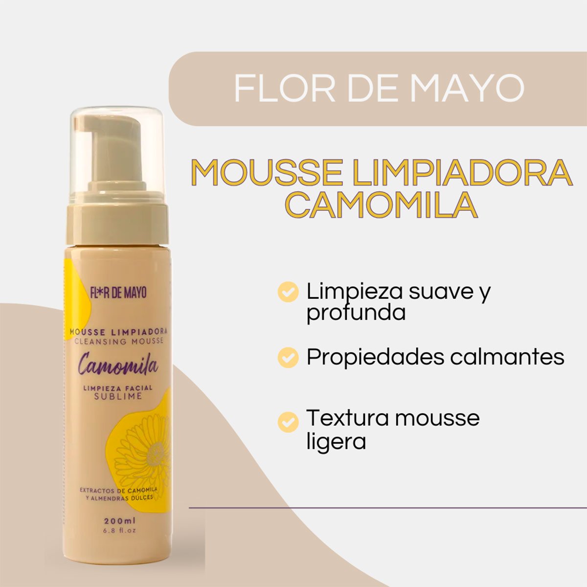 MOUSE LIMPIADOR FLOR DE MAYO MOUSSE LIMPIADORA CAMOMILA 200 ML - 2