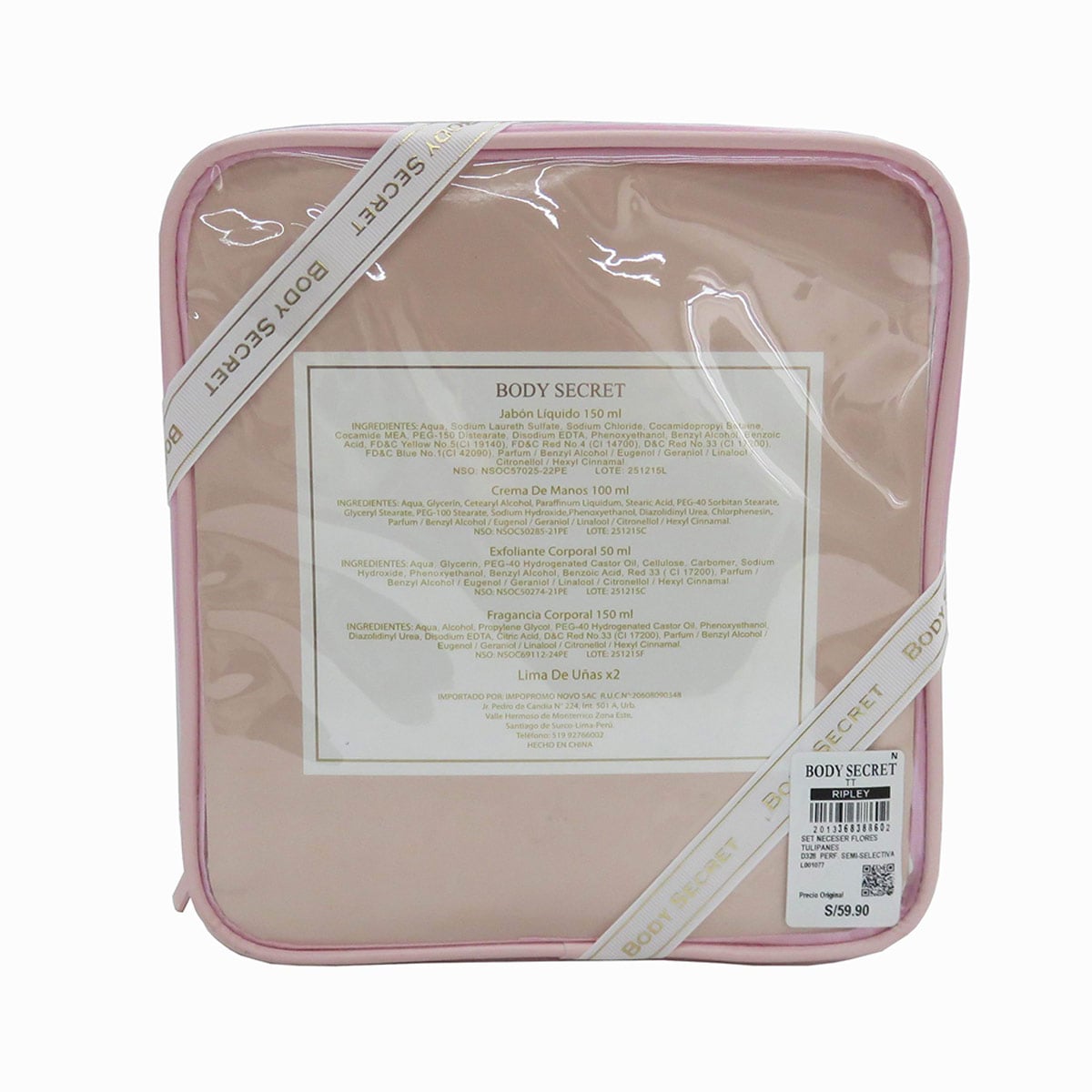SET CUIDADO PERSONAL BODY SECRET FLORES TULIPANES 150ML + 150ML + 50ML + 100ML - 3
