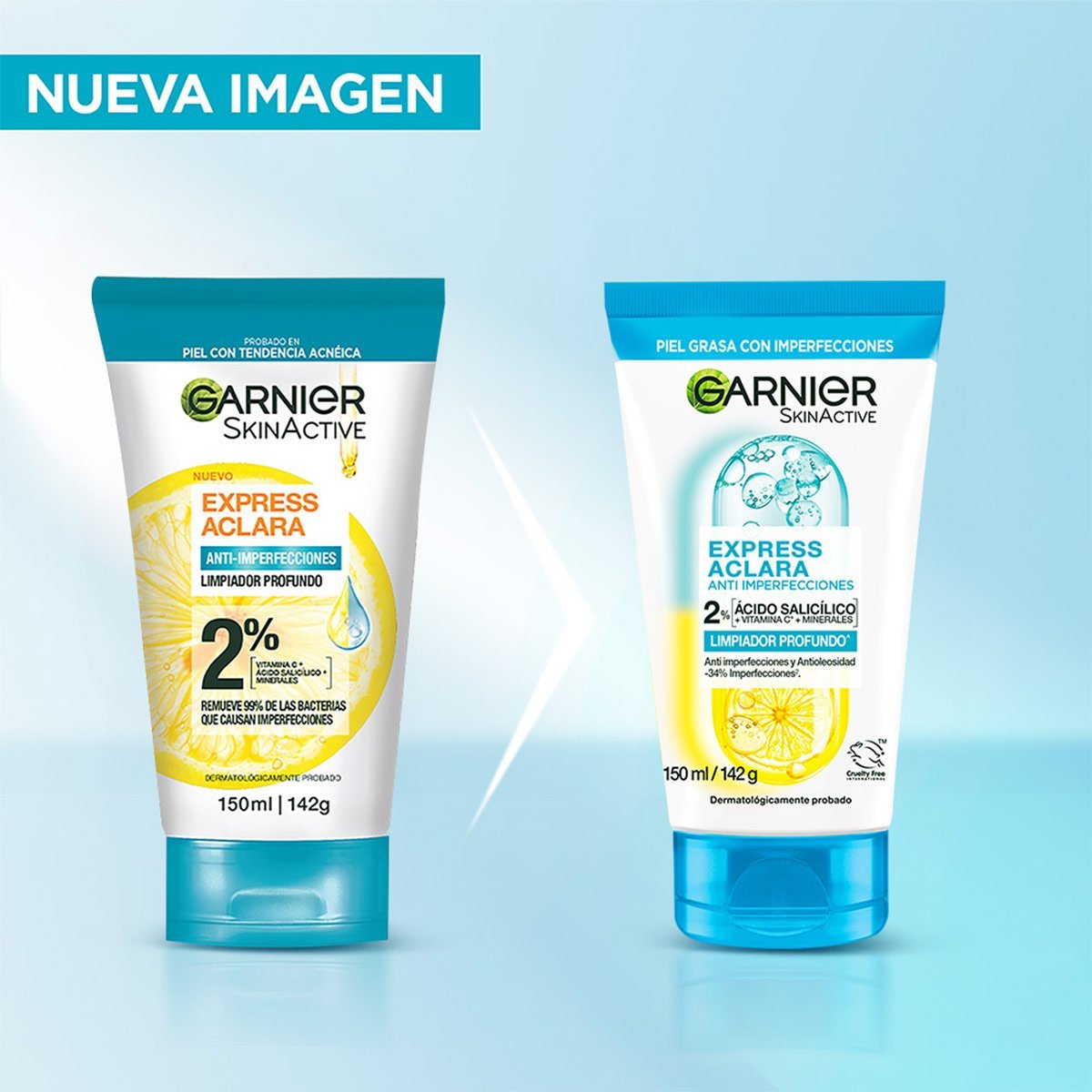 LIMPIADOR PROFUNDO EXPRESS ACLARA ANTI IMPERFECCIONES GARNIER 150 ML - 5