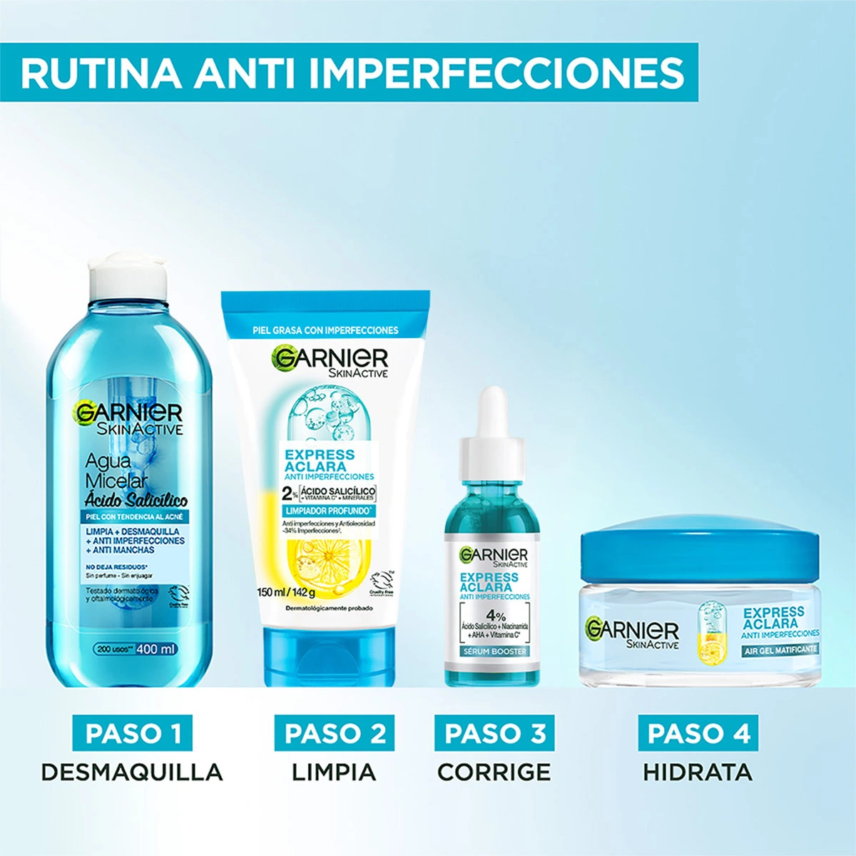 LIMPIADOR PROFUNDO EXPRESS ACLARA ANTI IMPERFECCIONES GARNIER 150 ML - 6