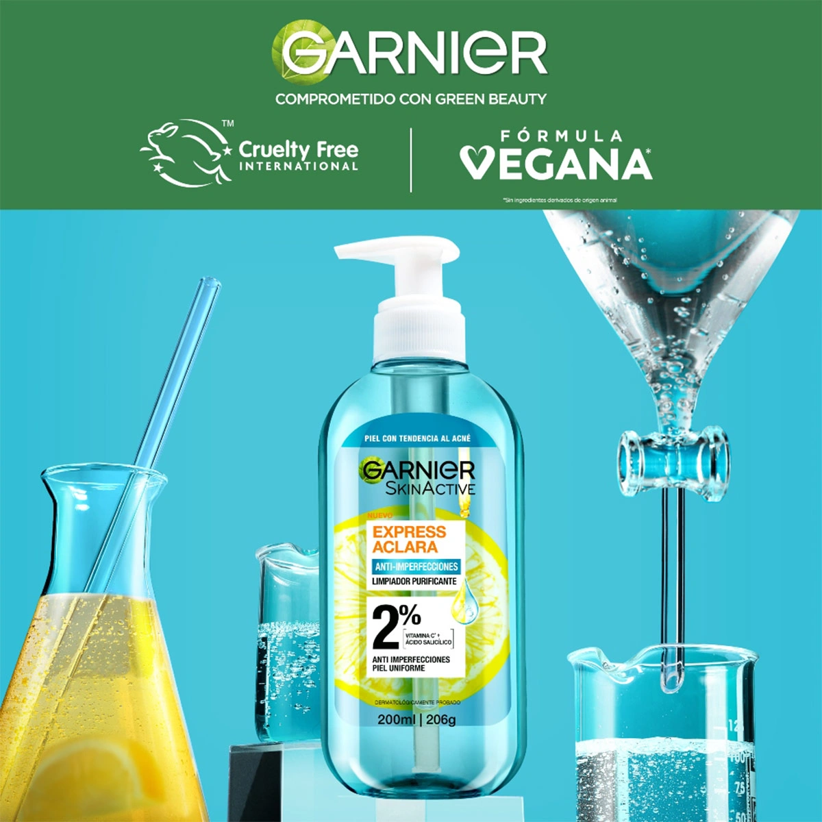 GEL LIMPIADOR FACIAL EXPRESS ACLARA ANTI IMPERFECCIONES GARNIER 200 ML - 5