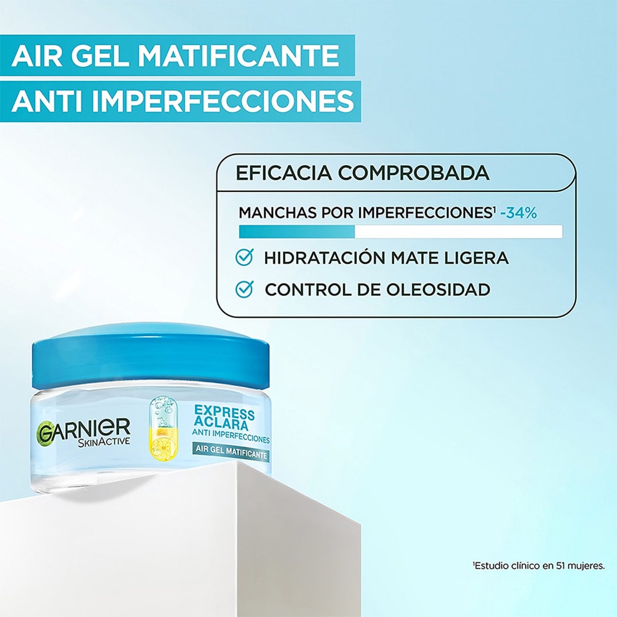 CREMA HIDRATANTE MATIFICANTE EN GEL EXPRESS ACLARA ANTI IMPERFECCIONES GARNIER 50 ML - 4