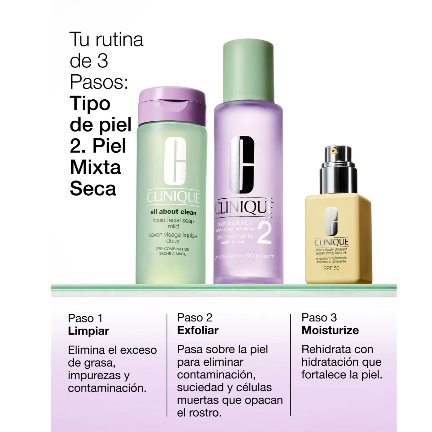 SET DE 3 PASOS CLINIQUE PARA PIEL MIXTA SECA - 3