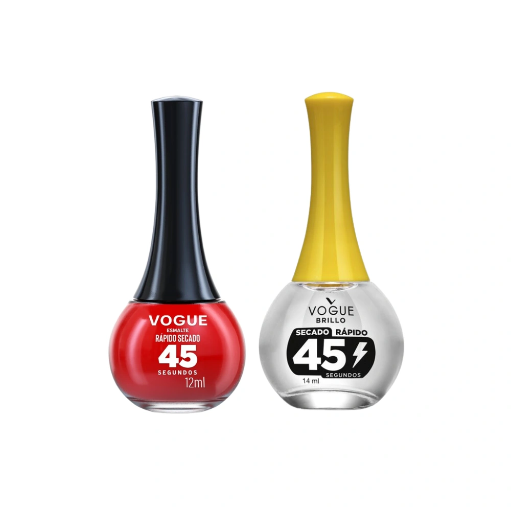 PACK VOGUE: ESMALTE SECADO RÁPIDO FUEGO PURO + BRILLO - 1