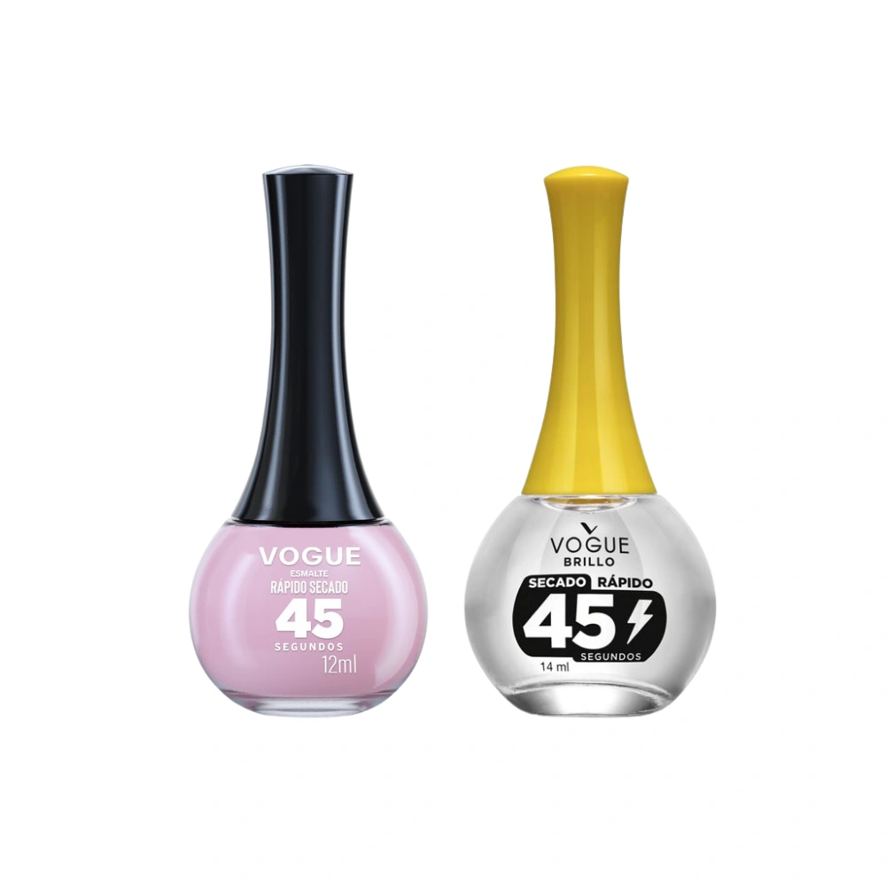 PACK VOGUE: ESMALTE SECADO RÁPIDO AMO-ROSA + BRILLO - 1