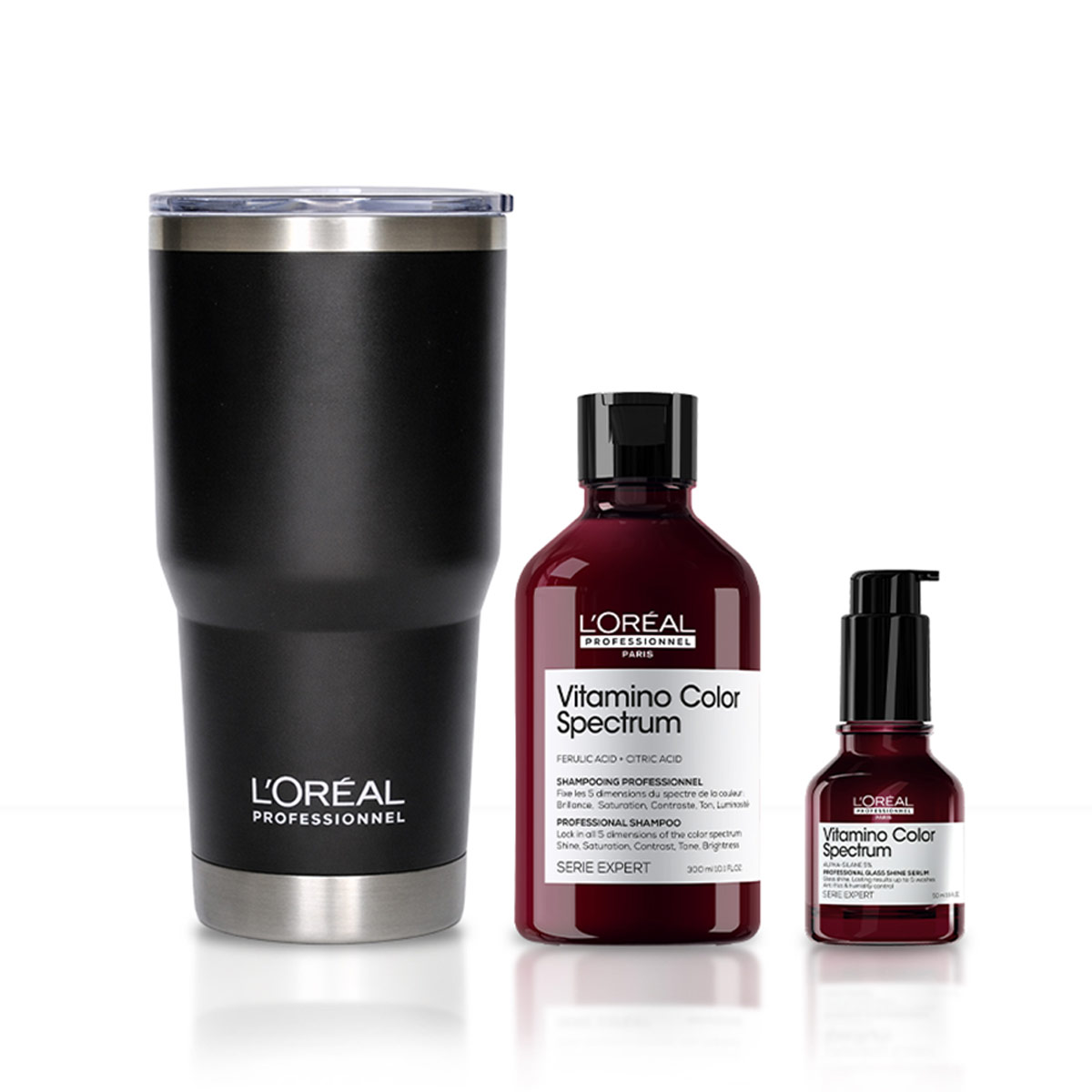 SET LOREAL PROFESSIONNEL VITAMINO COLOR SPECTRUM: SHAMPOO 300ML + SERUM 50ML + REGALO TERMO - 1