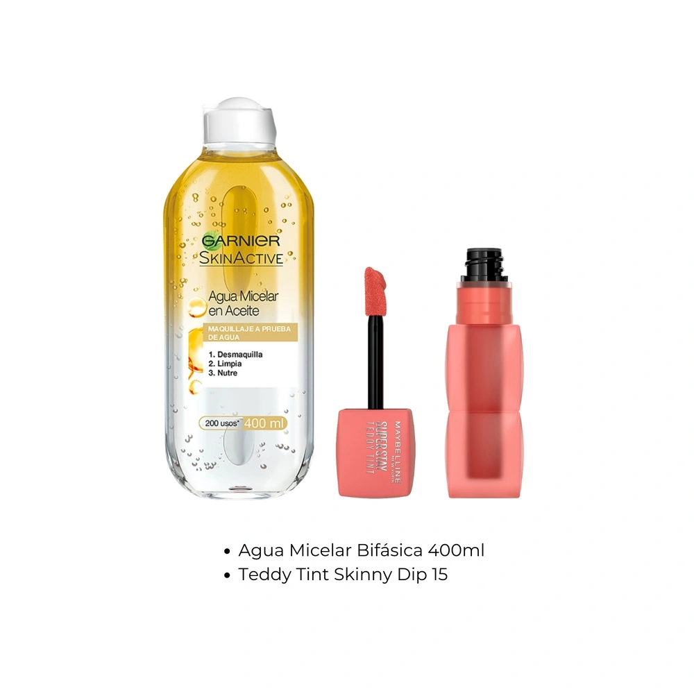 SET MAYBELLINE MICELAR BIFÁSICA 400 ML + TEDDYTINT 15 SKINNYDIP - 2