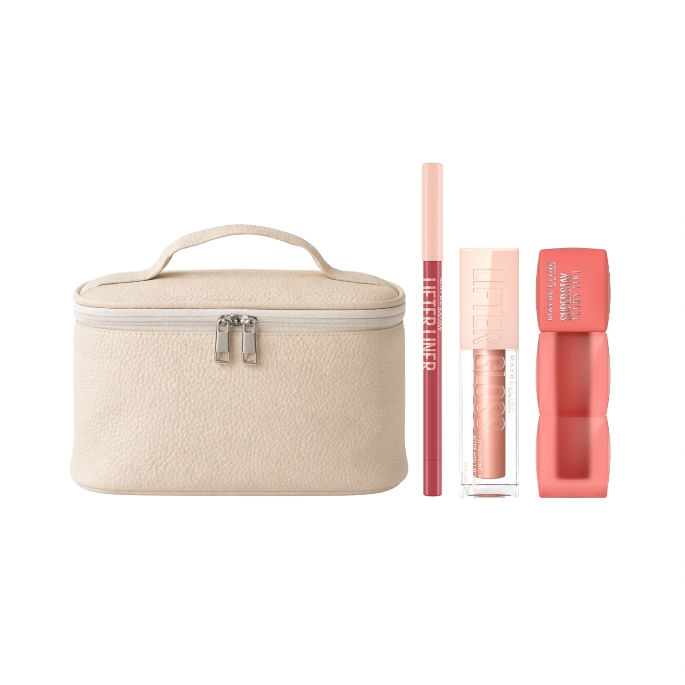 TRIO LABIALES NUDES MAYBELLINE LIFTER LINER PEAKING + TEDDY TINT 15 SKINNYDIP + LIFTER GLOSS STONE - 1