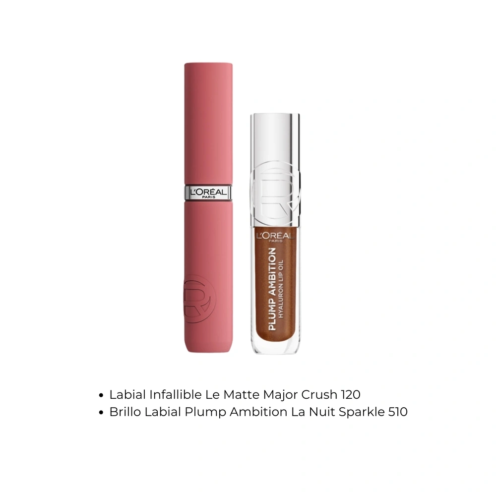 SET DUO LOREAL PARIS LE MATTE MAJOR CRUSH + PLUMP AMBITION LA NUIT SPARKLE - 2