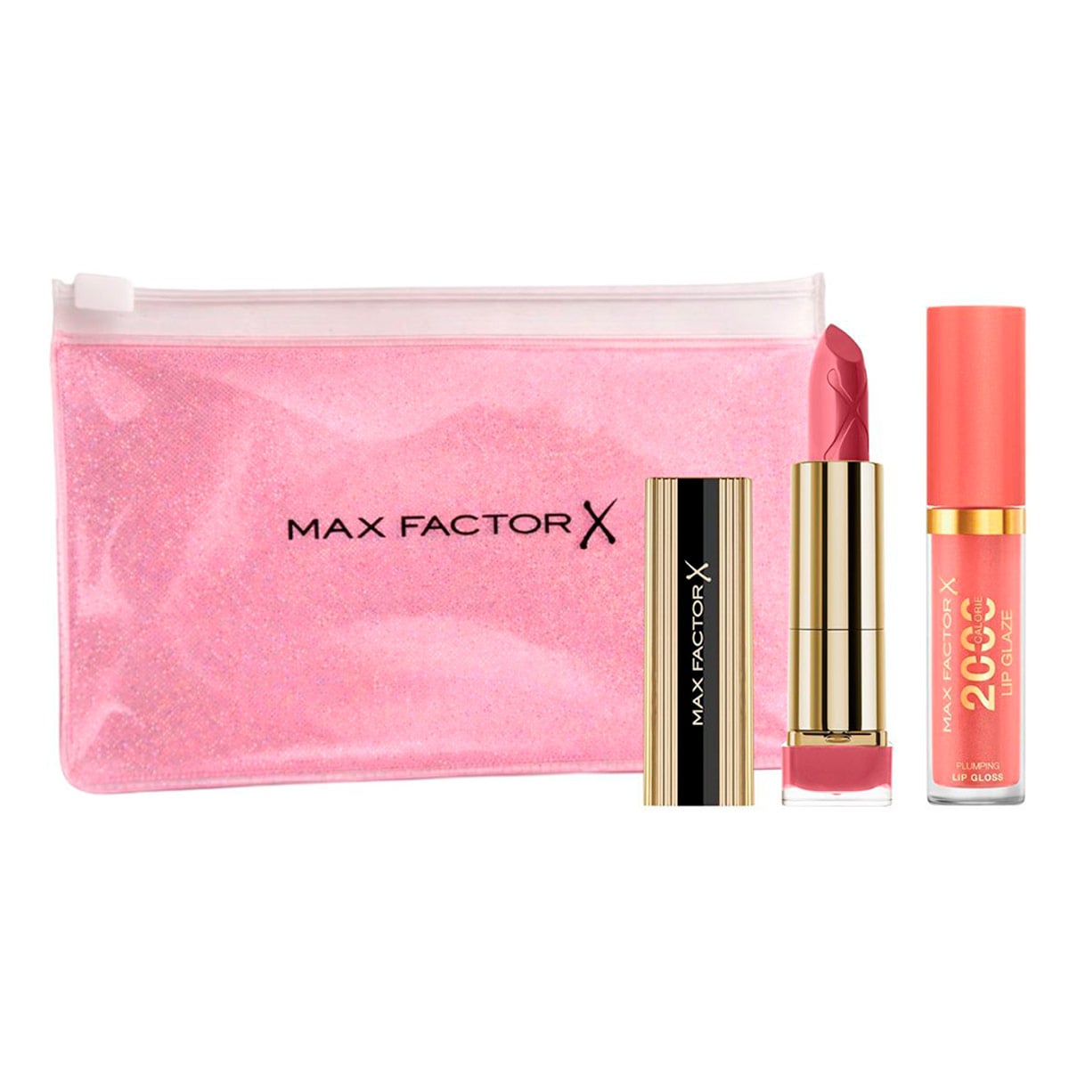 PACK MAQUILLAJE MAX FACTOR LABIAL COLOUR ELIXIR RAISIN + LIPGLOSS 2000 CALORIE LIP GLAZE PINK FIZZ + NECESER - 1