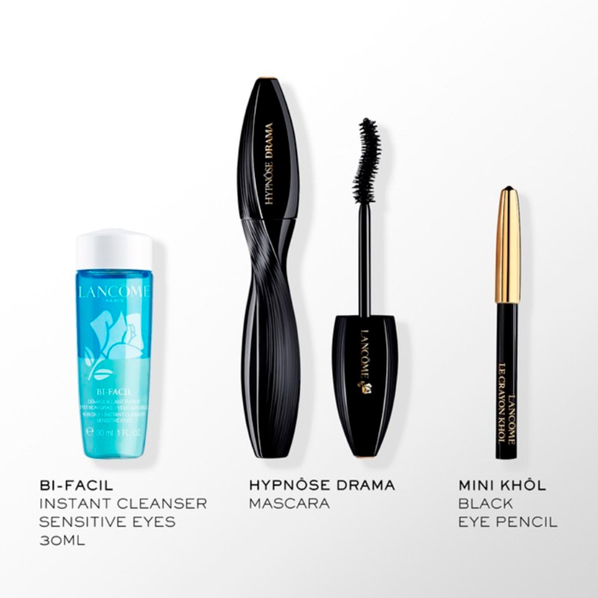 SET MAQUILLAJE LANCOME HYPNOSE DRAMA+DELINEADOR MINI KHOL+DESMQUILLANTE BIFÁSICO 30ML - 2