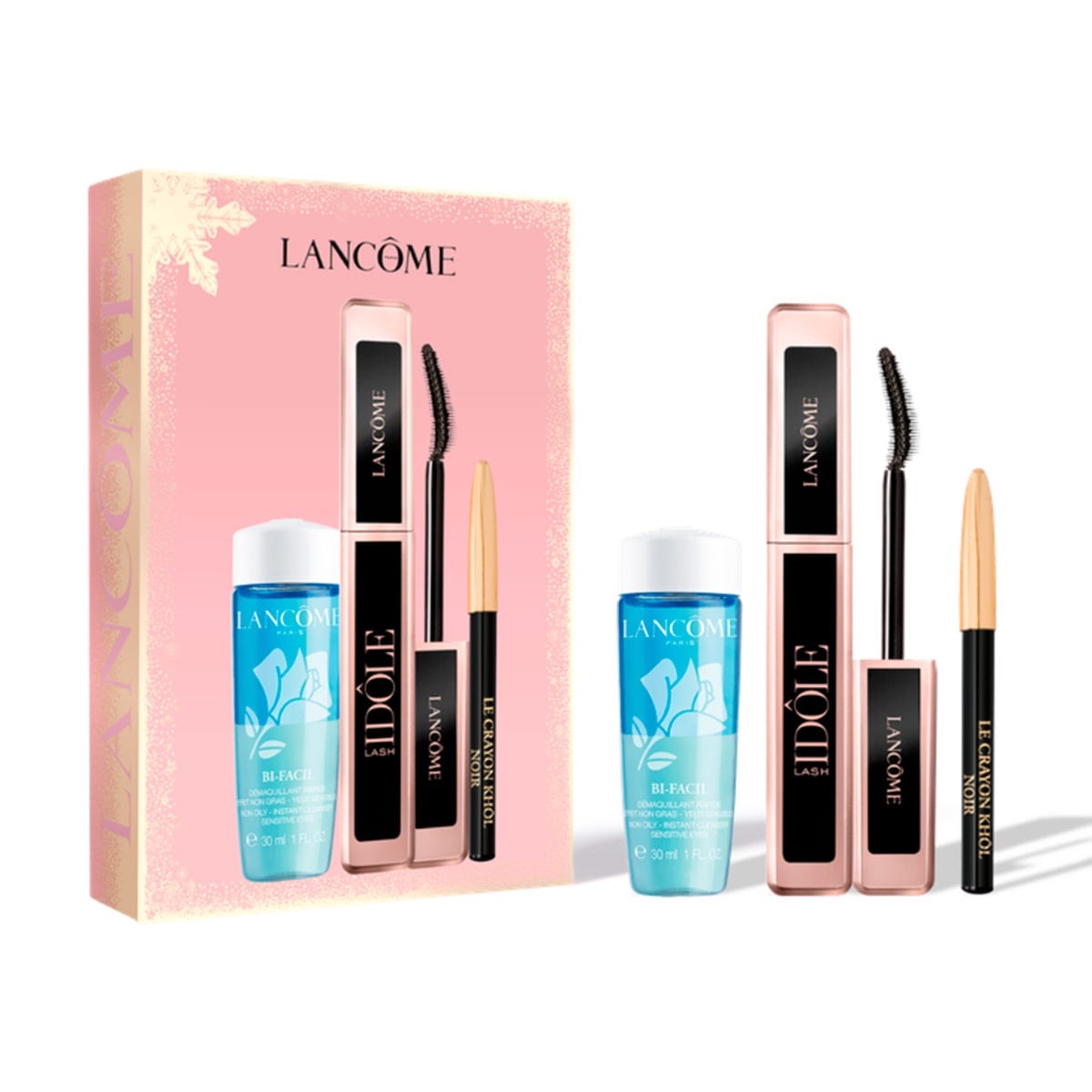 SET MAQUILLAJE LANCOME LASH IDOLE+DELINEADOR MINI KHOL+DESMAQUILLANTE BIFÁSICO 30ML - 1