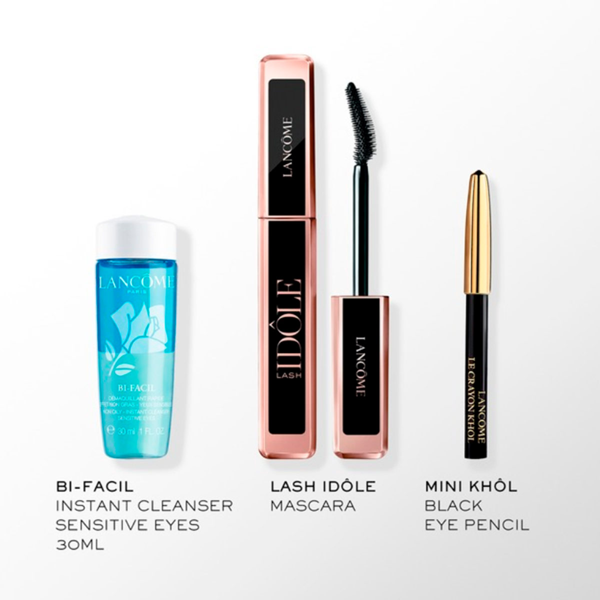 SET MAQUILLAJE LANCOME LASH IDOLE+DELINEADOR MINI KHOL+DESMAQUILLANTE BIFÁSICO 30ML - 2