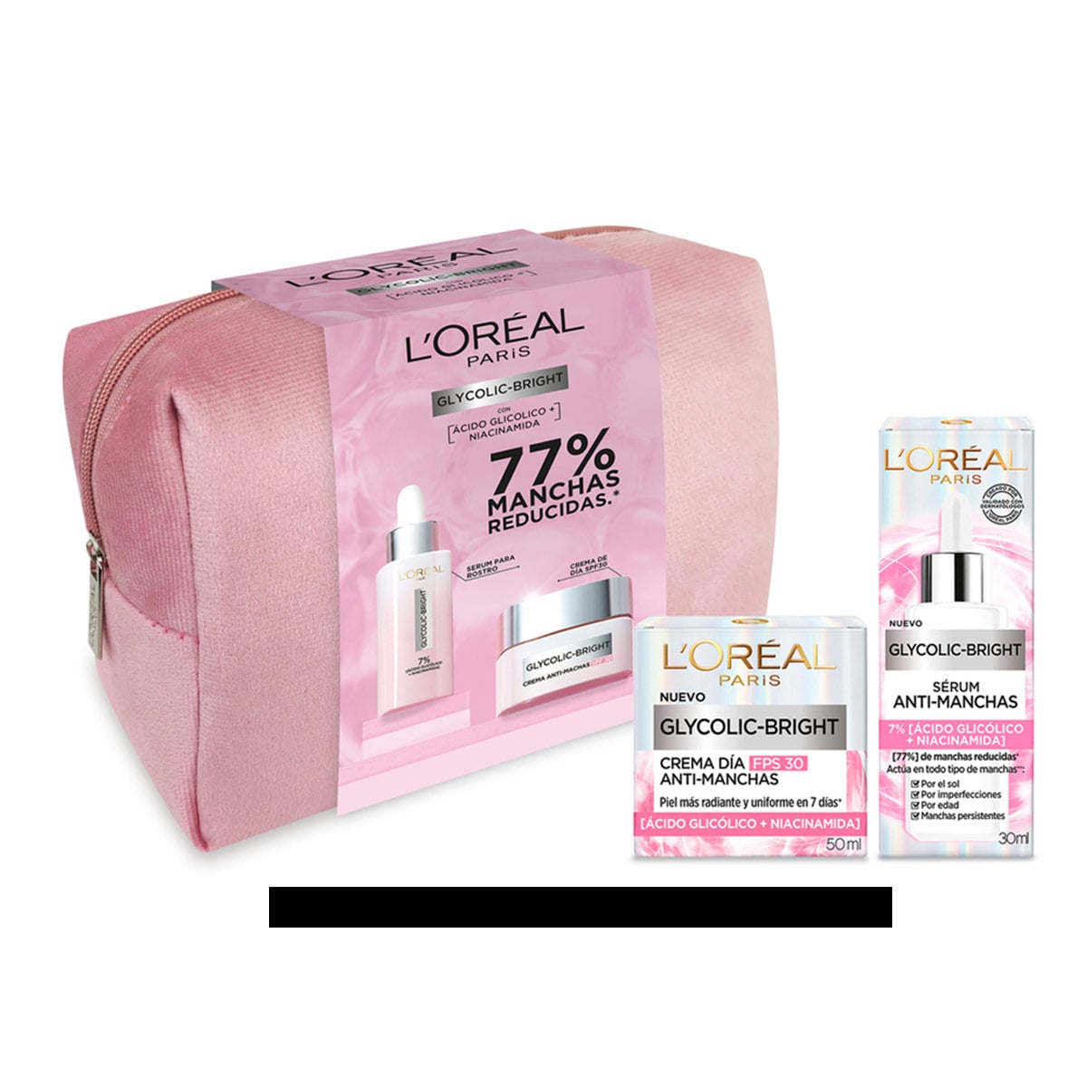 PACK TRATAMIENTO L'OREAL GLYCOLIC BRIGHT T SÉRUM ROSTRO+CREMA DÍA - 1