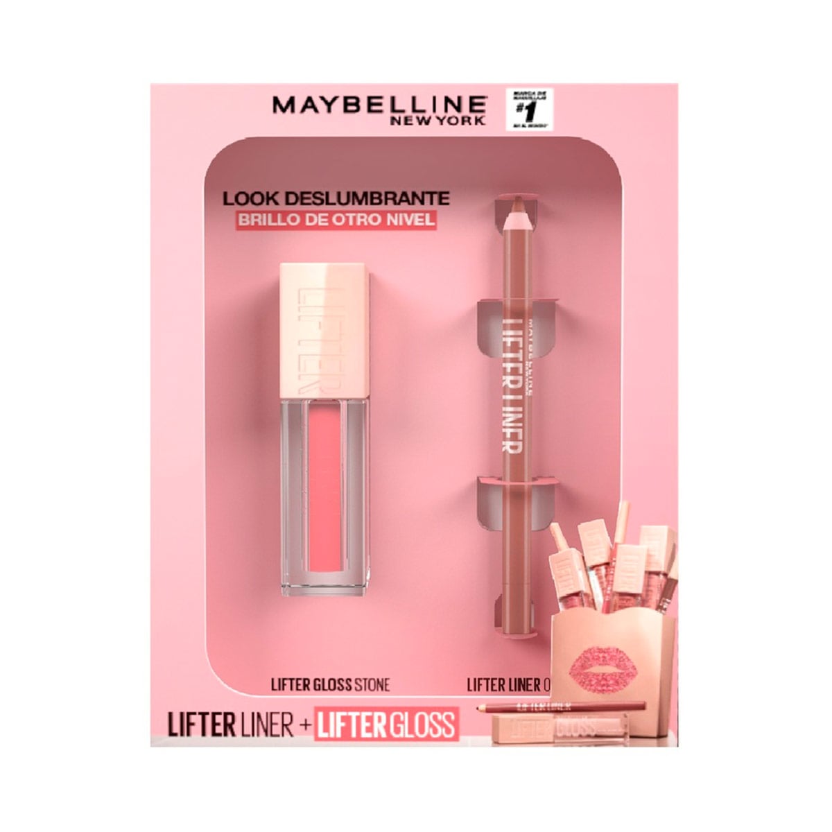 SET MAQUILLAJE MAYBELLINE LIFTER LINER ON IT + LIFTER GLOSS STONE - 1