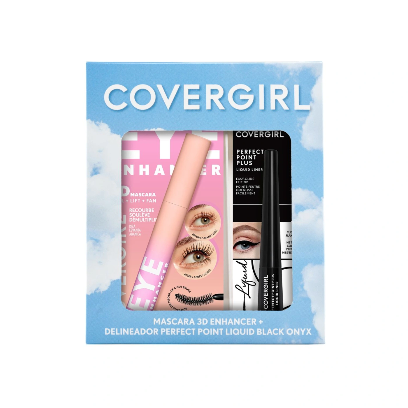 PACK MÁSCARA DE PESTAÑAS COVERGIRL 3D EYE ENHANCER + DELINEADOR PERFECT POINT LIQUID LINER BLACK ONYX - 1