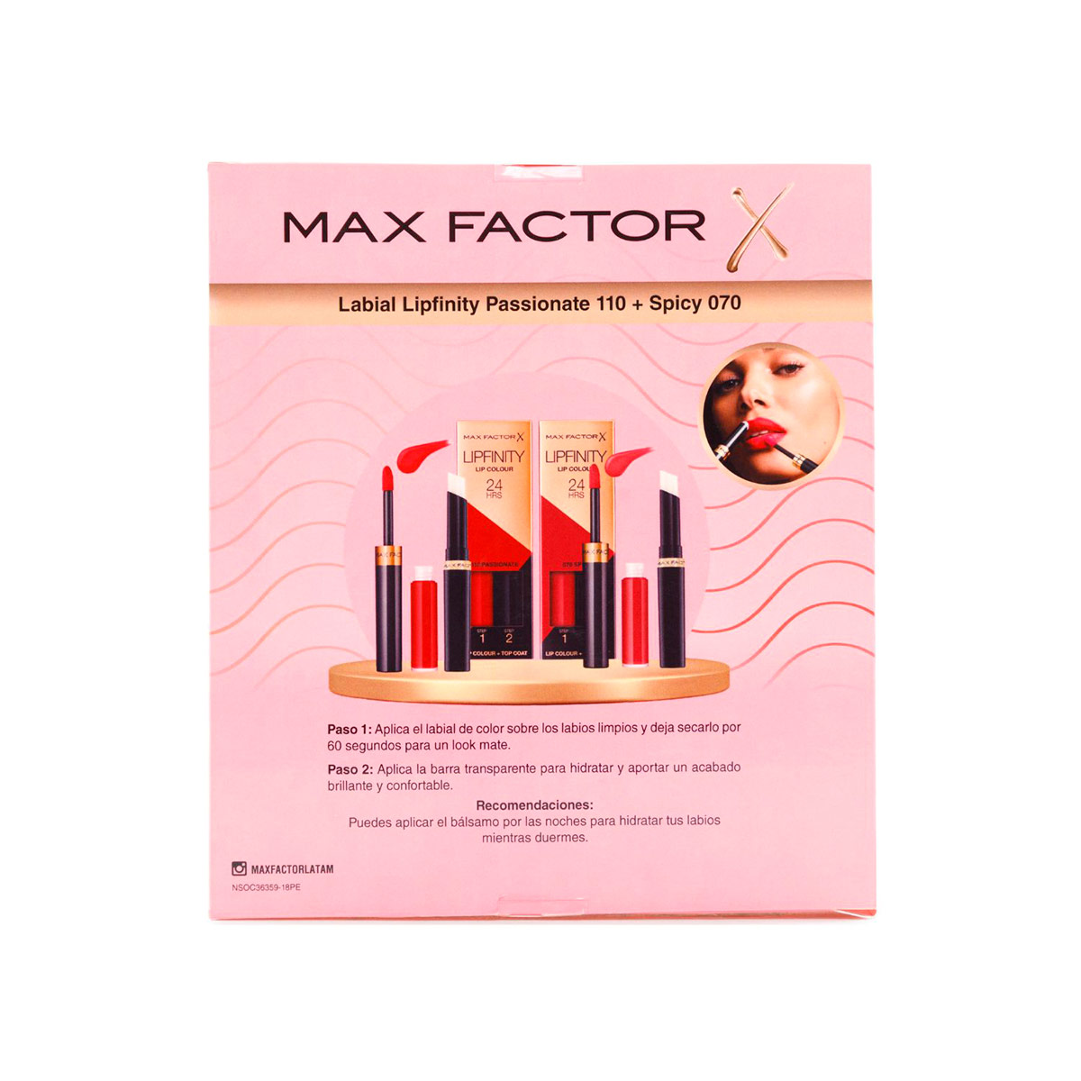PACK DÚO LABIAL MAX FACTOR LIPFINITY PASSIONATE+SPICY - 2