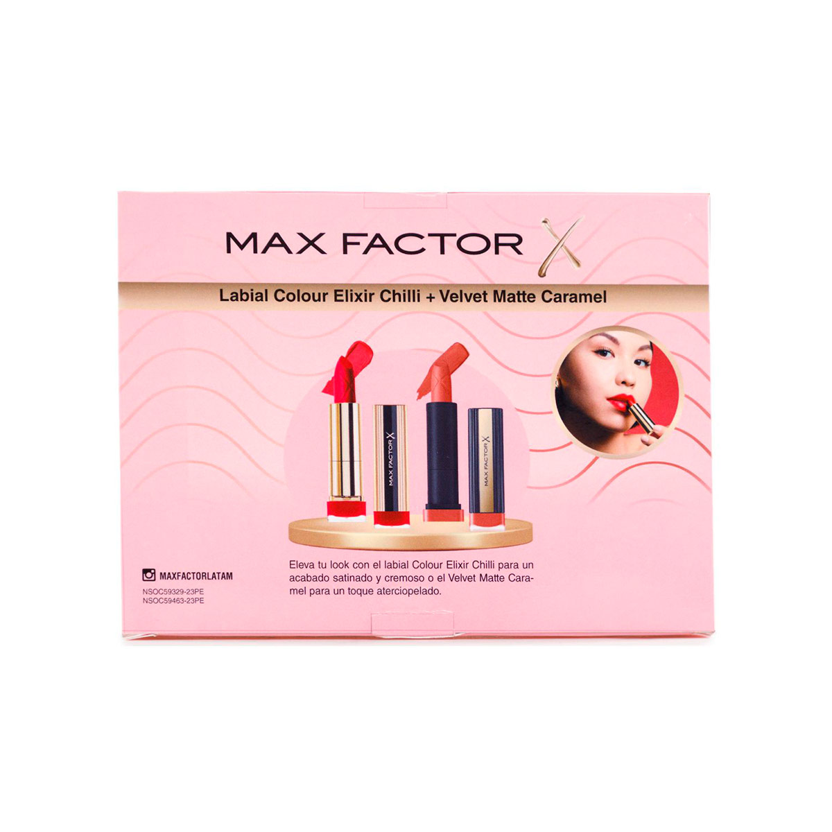PACK LABIAL MAX FACTOR COLOUR ELIXIR CHILI +VELVET MATTE CARAMEL - 2