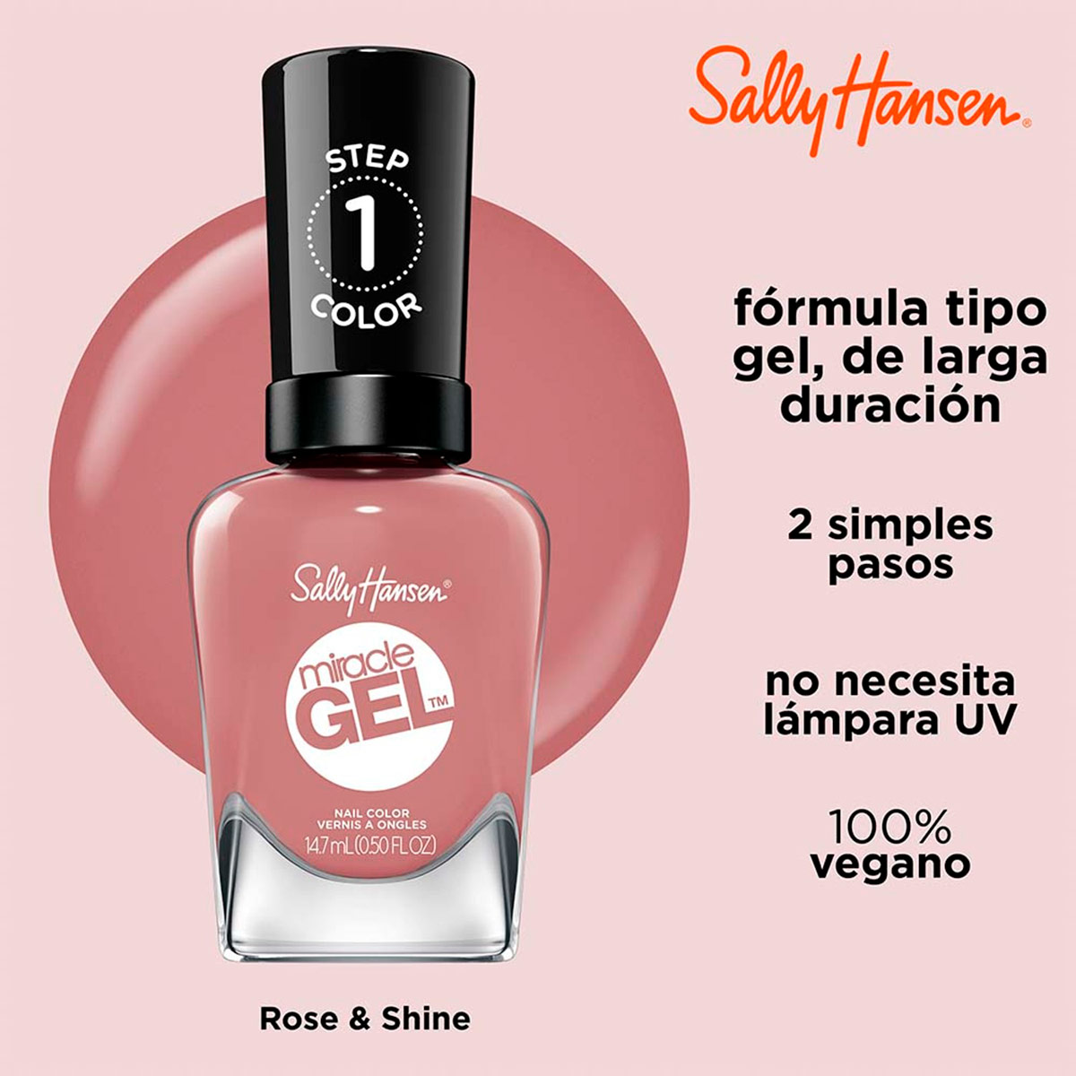 ESMALTE DE UÑAS SALLY HANSEN MIRACLE GEL ROSE & SHINE - 3
