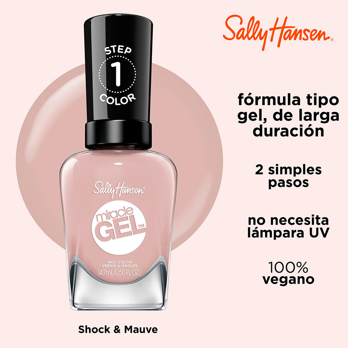 ESMALTE DE UÑAS SALLY HANSEN MIRACLE GEL SHOCK & MAUVE - 3