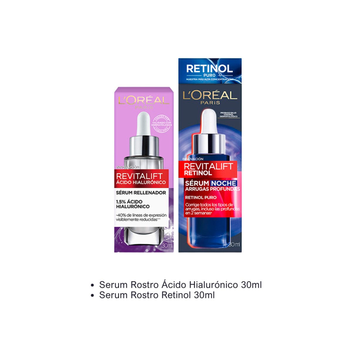 SET ANTIARRUGAS LOREAL PARIS REVITALIFT SÉRUM RETINOL NOCHE 30ML+SÉRUM DÍA ÁCIDO HILURÓNICO 30ML - 2