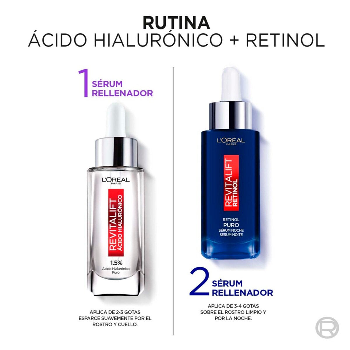 SET ANTIARRUGAS LOREAL PARIS REVITALIFT SÉRUM RETINOL NOCHE 30ML+SÉRUM DÍA ÁCIDO HILURÓNICO 30ML - 4