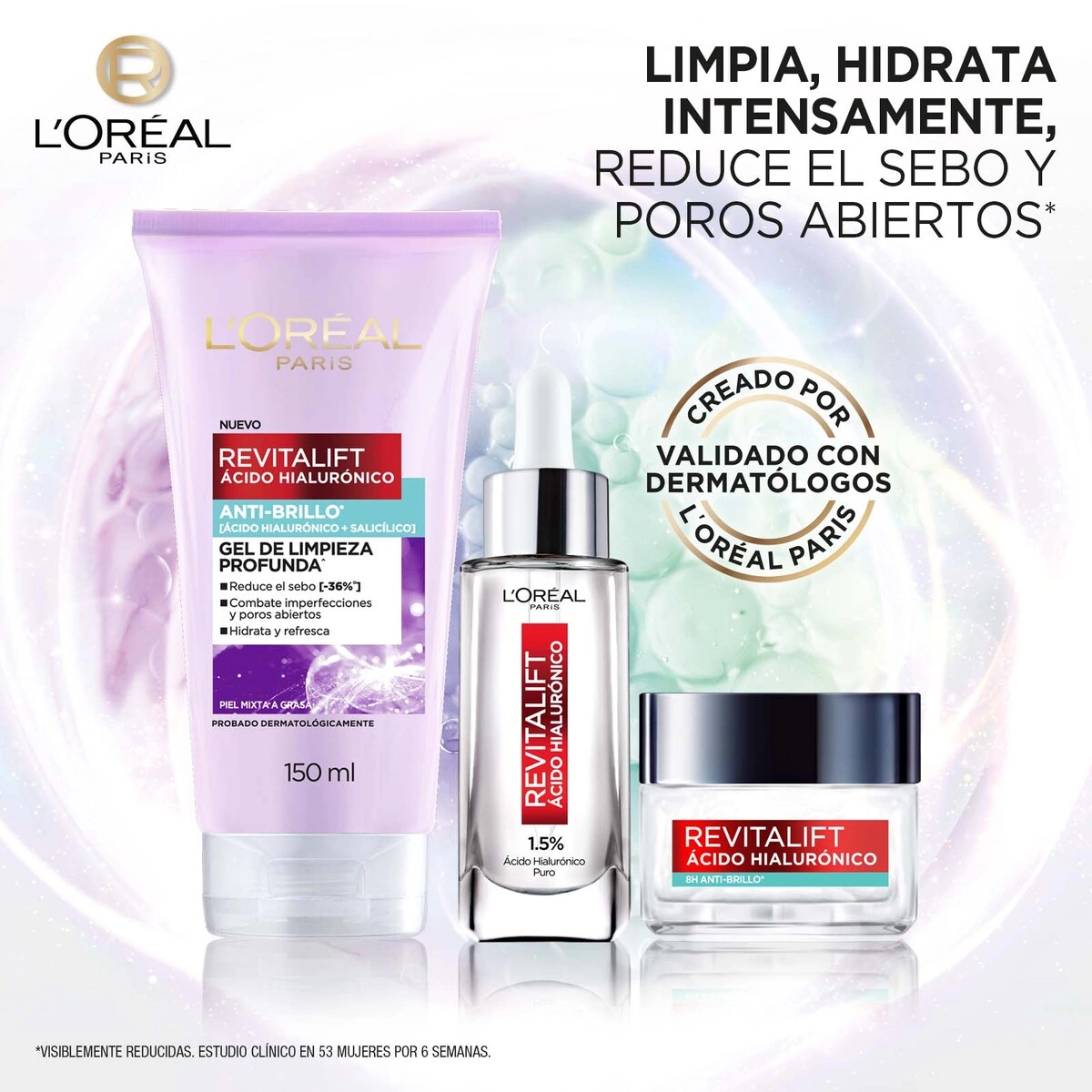 SET TRATAMIENTO LOREAL PARIS REVITALIFT HIALURÓNICO 50ML+30ML+150ML - 3