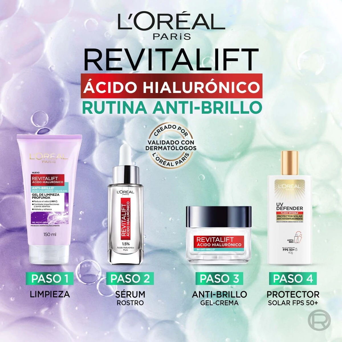 SET TRATAMIENTO LOREAL PARIS REVITALIFT HIALURÓNICO 50ML+30ML+150ML - 5