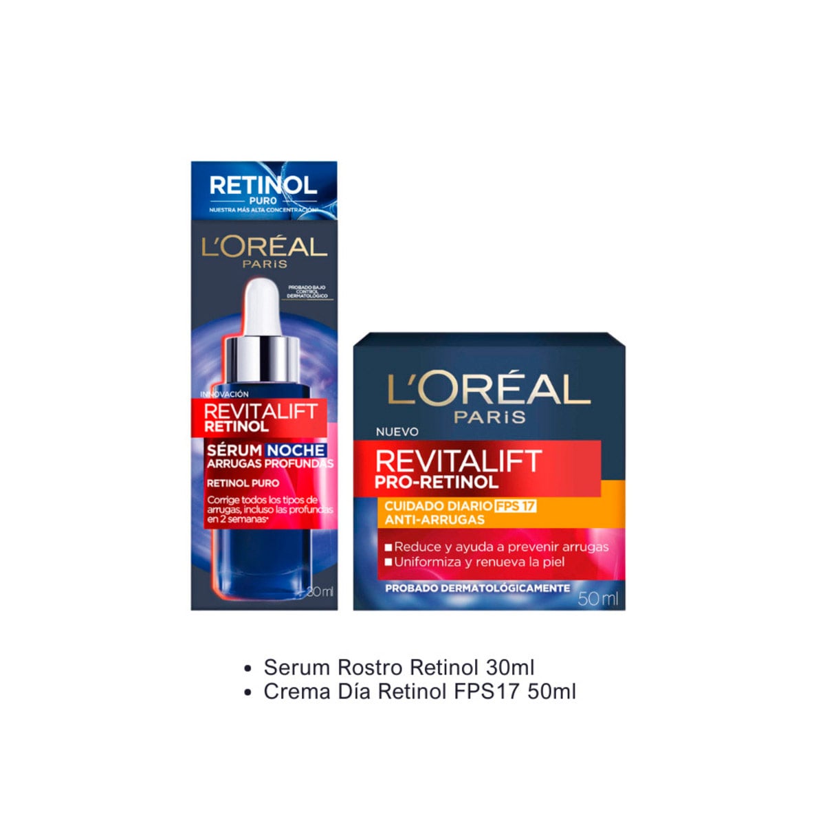 SET TRATAMIENTO LOREAL PARIS REVITALIFT RETINOL SÉRUM 30ML+CREMA DÍA FPS30 50ML - 2