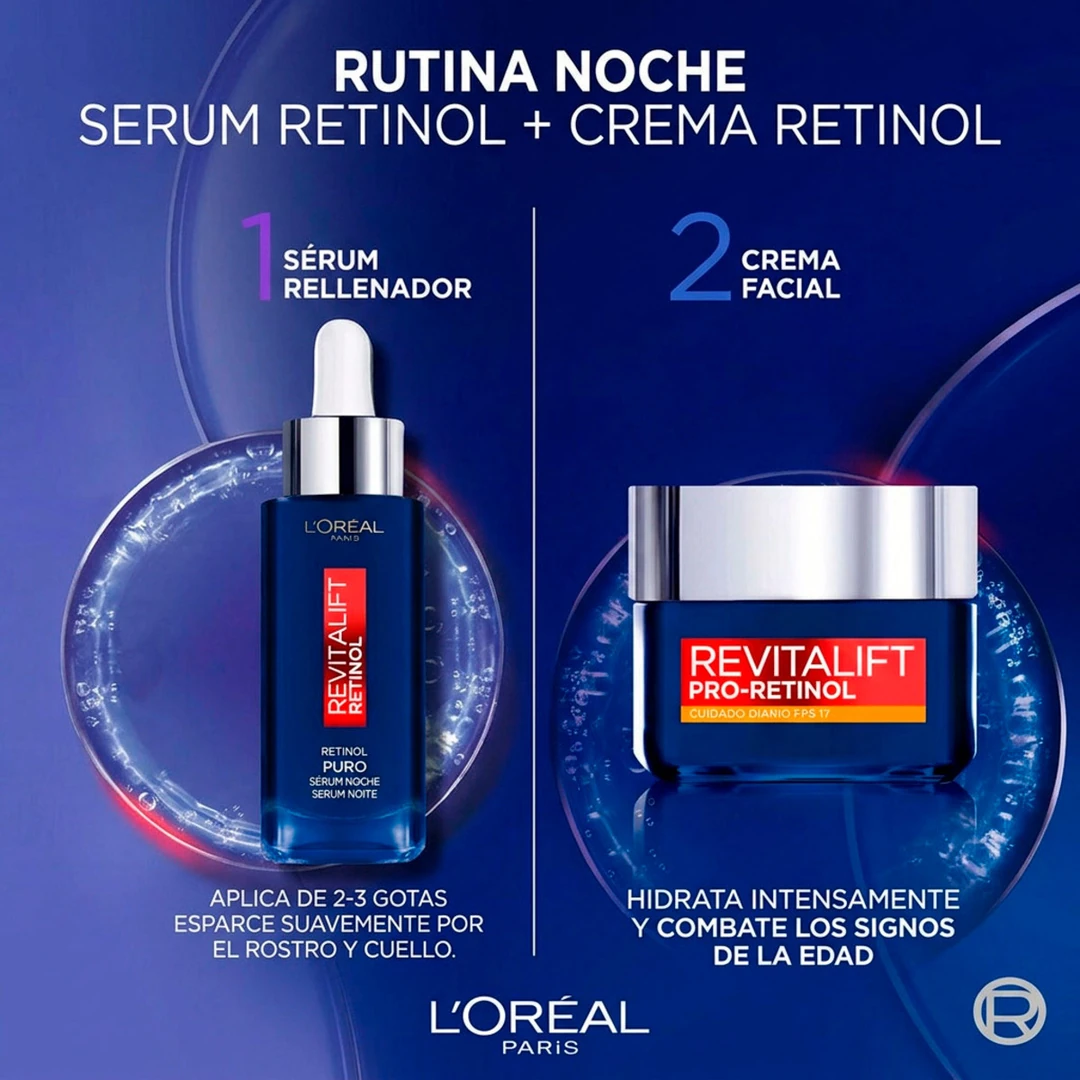 SET TRATAMIENTO LOREAL PARIS REVITALIFT RETINOL SÉRUM 30ML+CREMA DÍA FPS30 50ML - 3