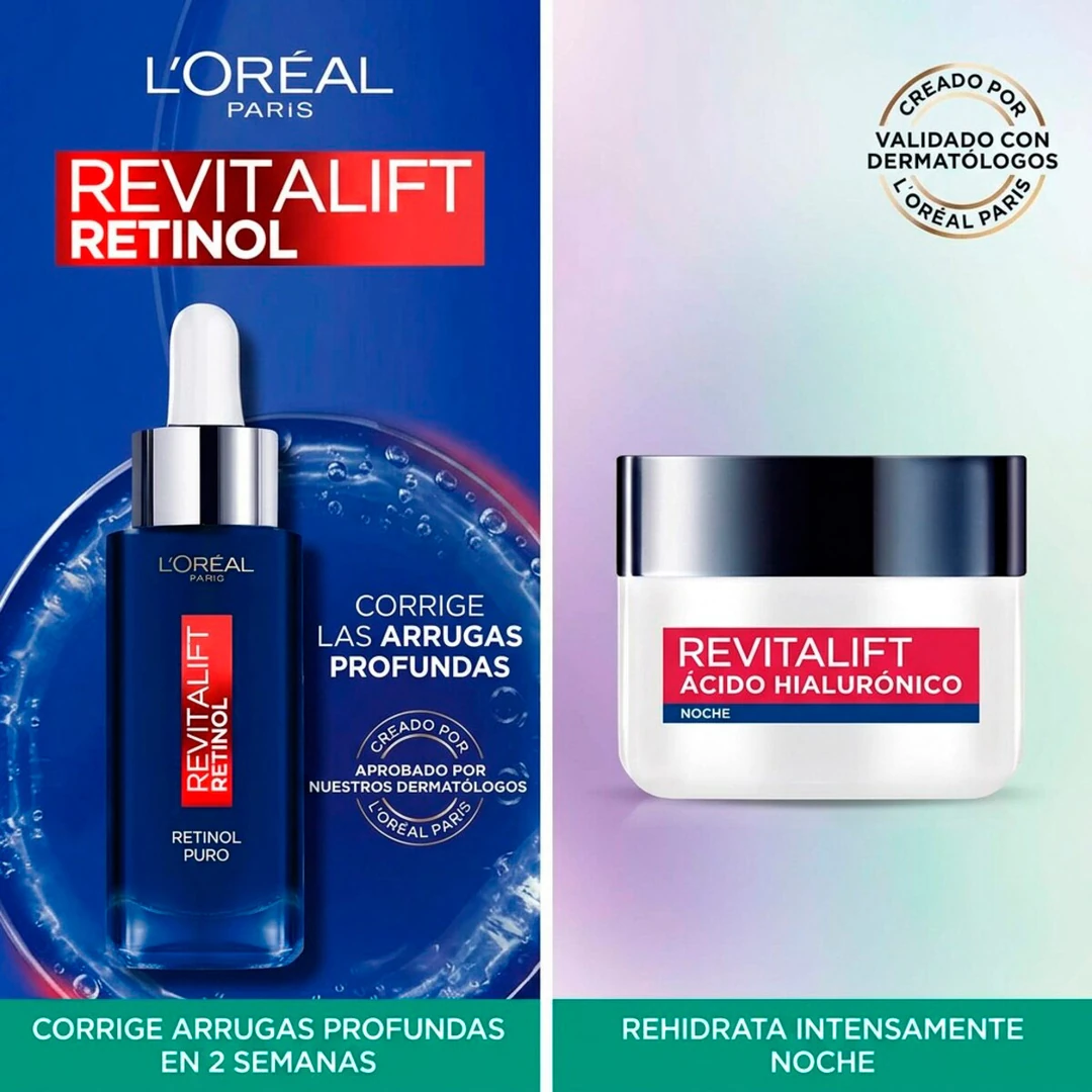 SET TRATAMIENTO LOREAL PARIS REVITALIFT SÉRUM 30ML+CREMA NOCHE 50ML - 3