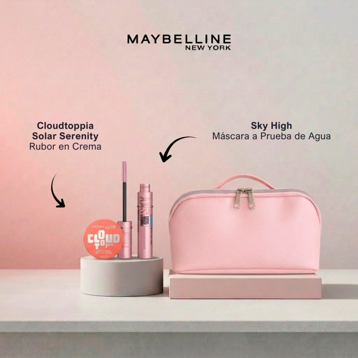 SET MAQUILLAJE MAYBELLINE MÁSCARA SKY HIGH WTP+CLOUDTOPIA SOLA SERENITY - 2