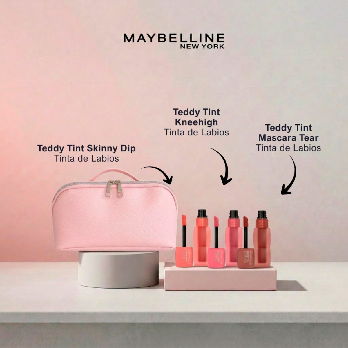 SET LABIALES MAYBELLINE TEDDY TINT SKINNYDIP 15+KNEEHIGH 55+MÁSCARA TEAR 20 - 2