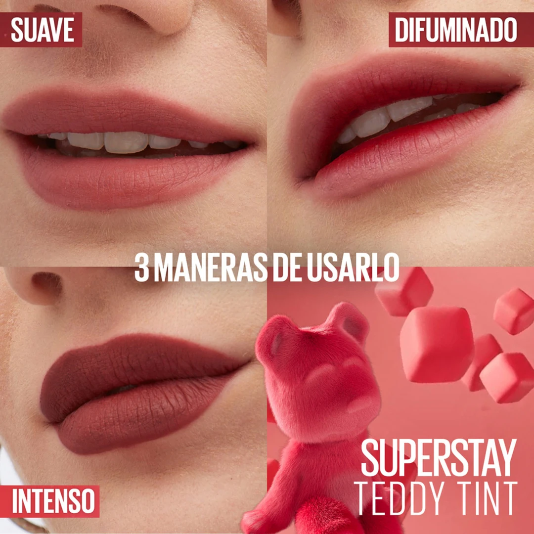SET MAQUILLAJE MAYBELLINE TEDDY TINT SKINNYDIP 15+MÁSCARA COLOSAL BUBBLE WTP - 6
