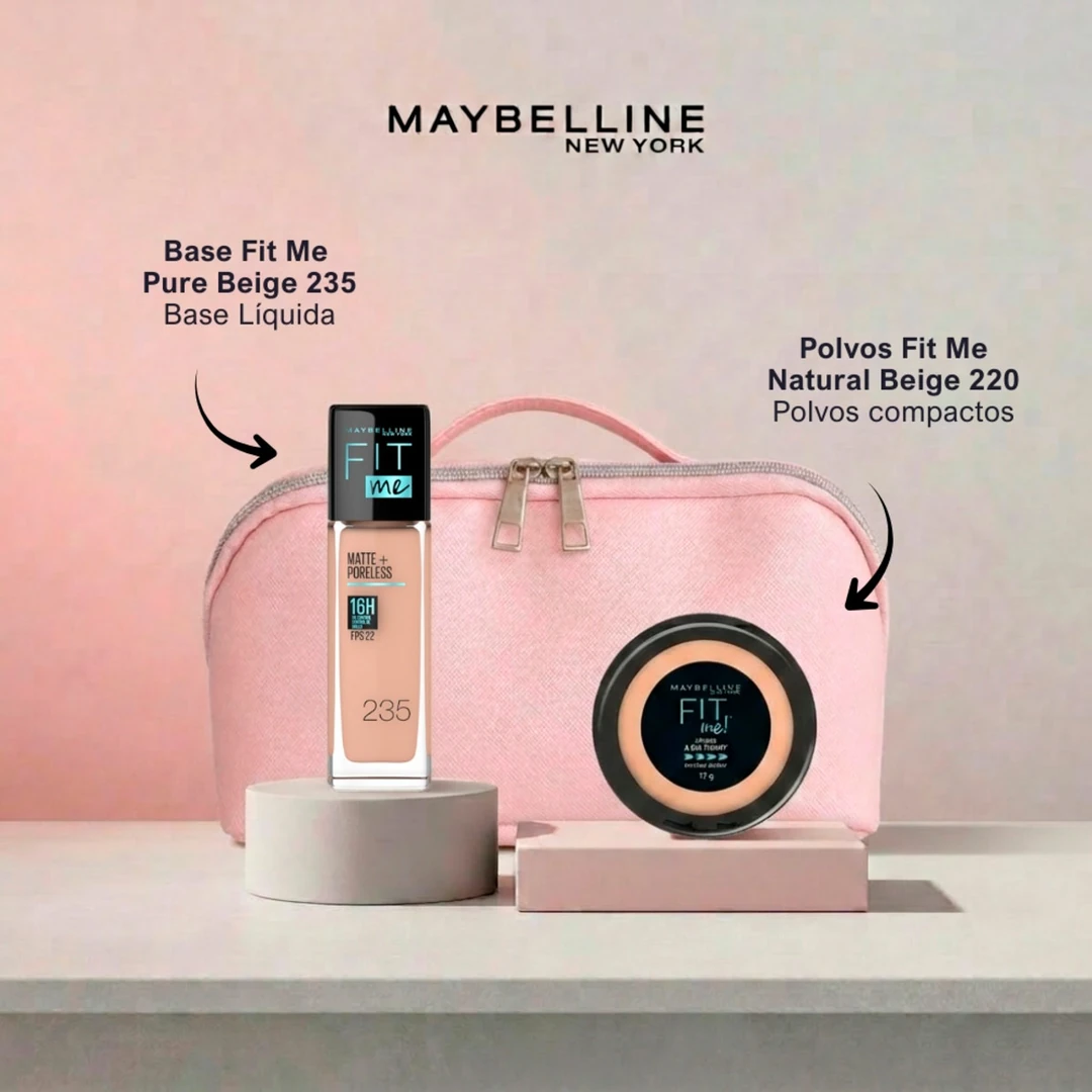 SET ROSTRO MAYBELLINE MATE FIT ME POLVO COMPACTO NATURAL BEIGE 220+BASE LÍQUIDA NATURAL 235 - 2