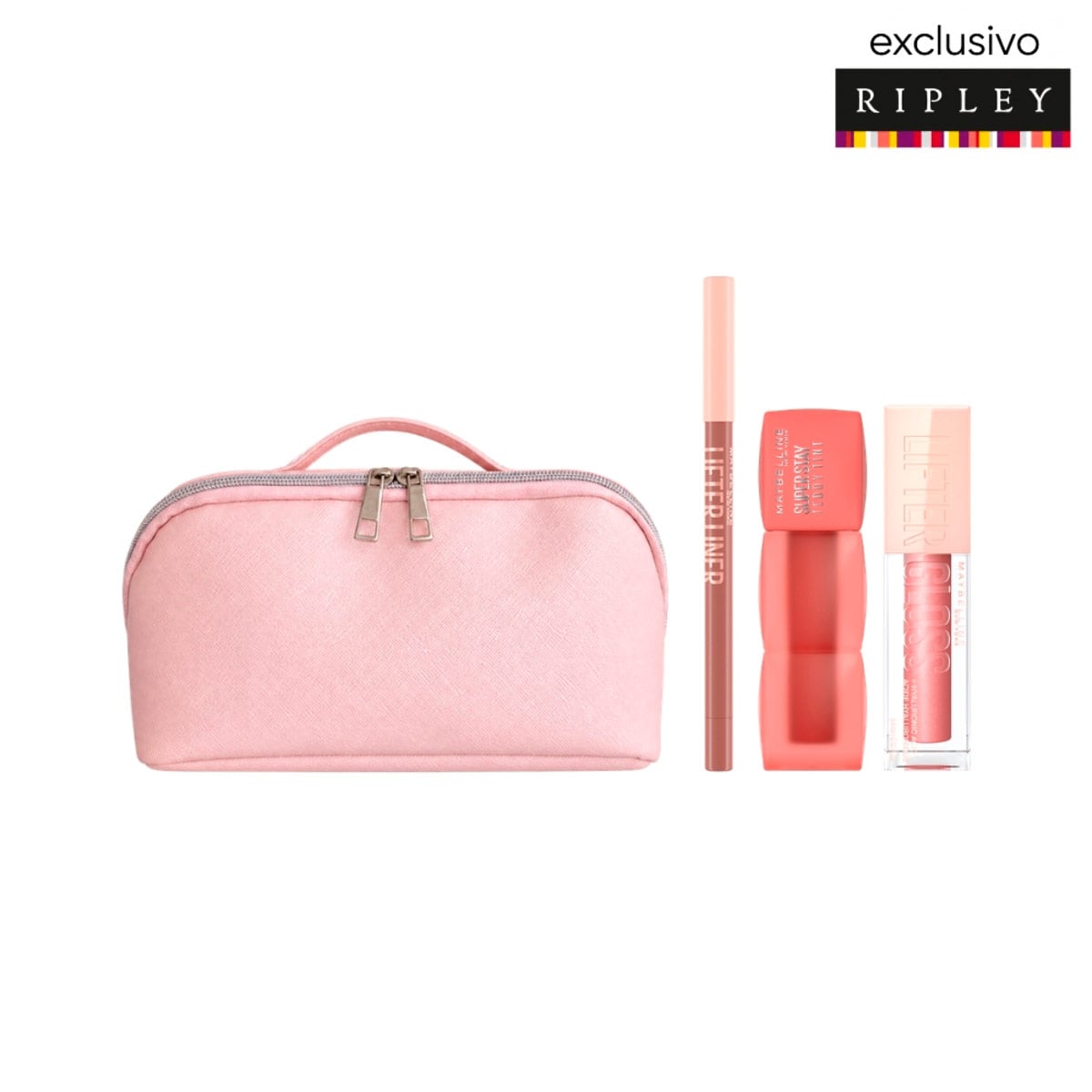 SET MAQUILLAJE MAYBELLINE DELINEADOR LIFTER LINE 05 ON IT+TEDDY TINT SKINNYDIP 15+BRILLO LIFTER GLOSS MOON ROSA - 1
